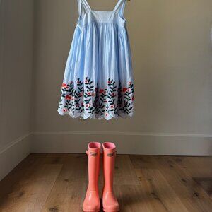 Janie & Jack Floral Border Dress Size 5 – Lined Casual Luxury, Small Stain